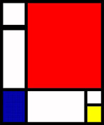 Mondrian:  Webern on canvas? ("Composition in Red, Yellow, and Blue," 1926)
